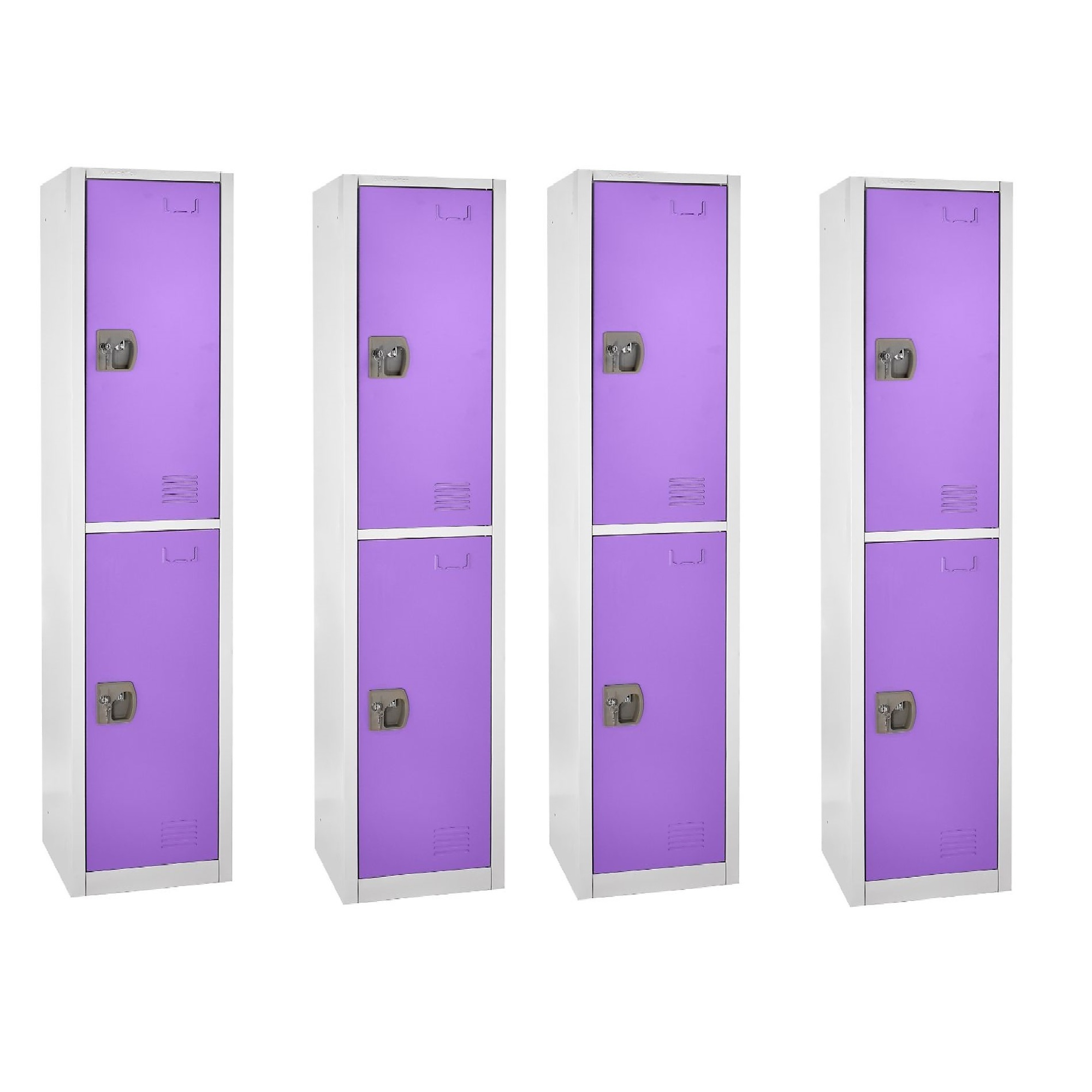 Alpine, 72in.H 2-Tier Steel Locker, Purple, 4-Pack, Height 72 in, Width 12 in, Color Purple, Model# ADI629-202-PUR-4PK